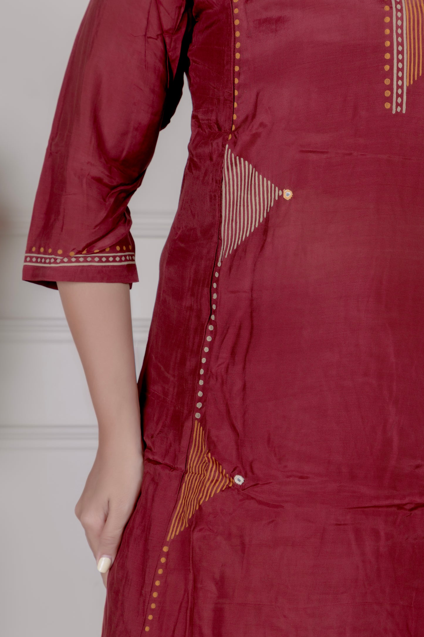 Maroon Geometric Embroidered Suit