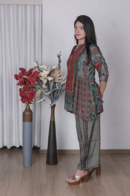 Earthy tunic coord set - Green