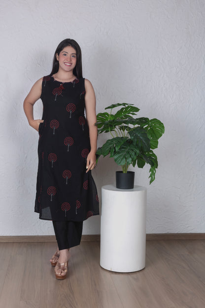 Tree of Life Block-Print Kurta Set