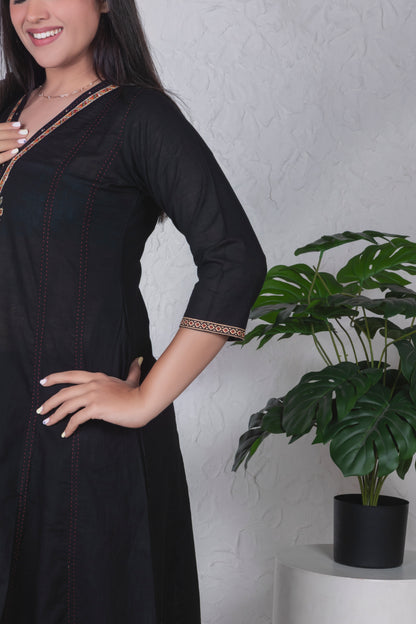 Tribal Black Anarkali DupattaSet