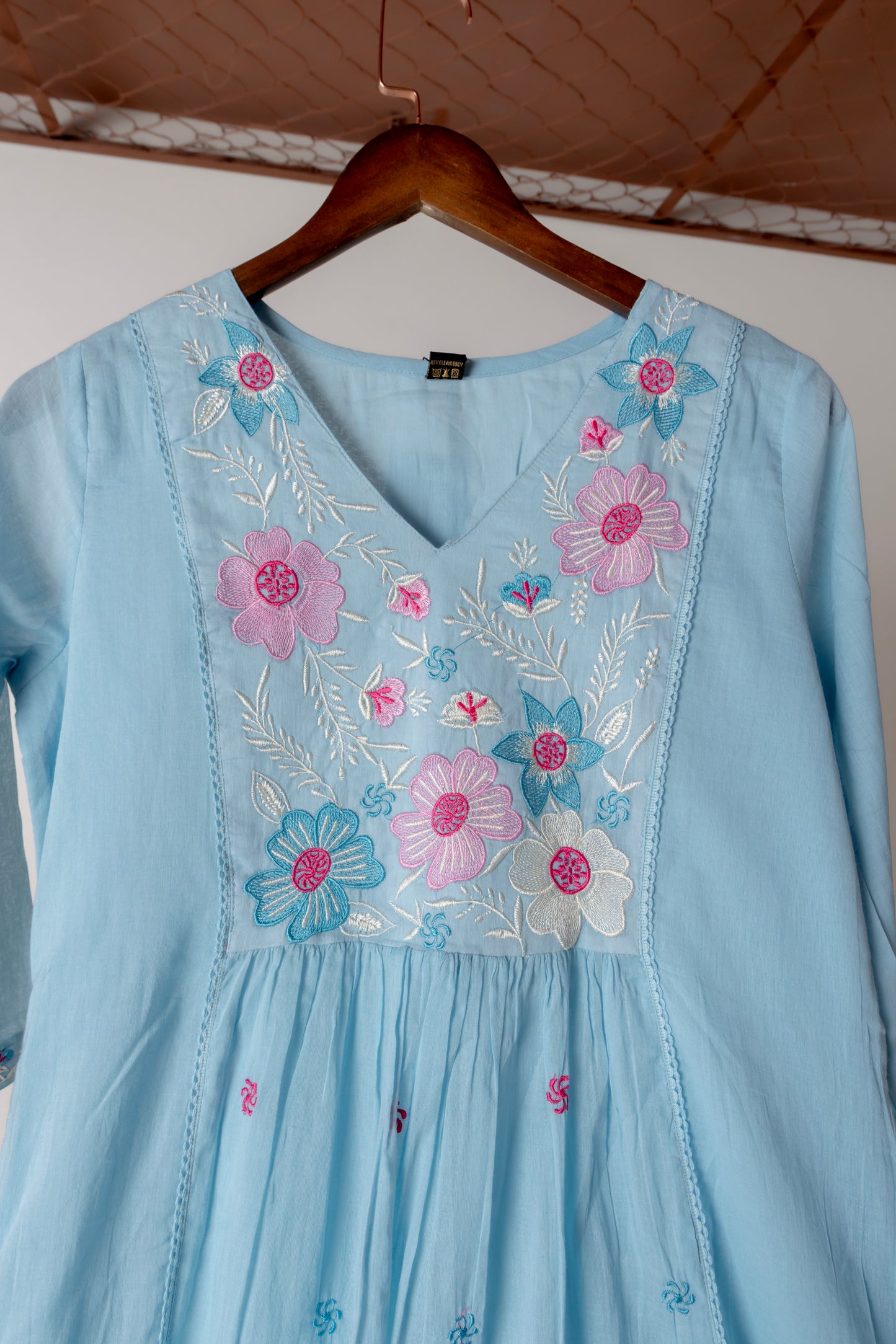 Sky Blue Embroidered Anarkali Set